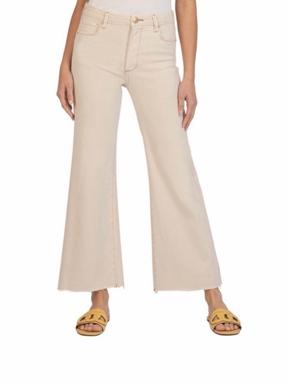Kut Women's Wide-Leg High-Rise Jeans in ecru
